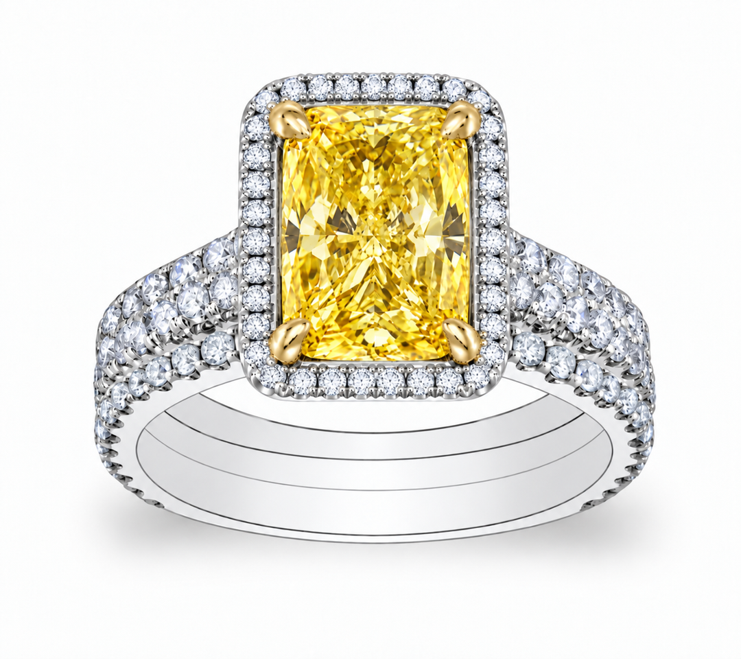 3.35 Ctw Canary Fancy Light Yellow Radiant Cut Engagement Ring VS2 GIA