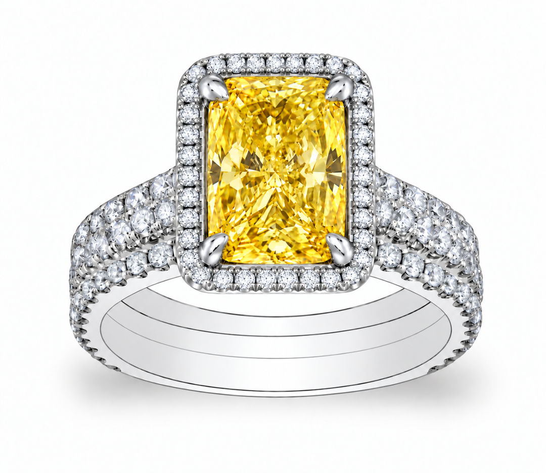 3.35 Ctw Canary Fancy Light Yellow Radiant Cut Engagement Ring VS2 GIA