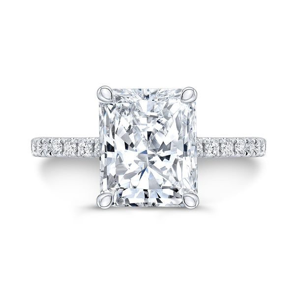 Hidden halo Elongated Center Solitaire with Accents