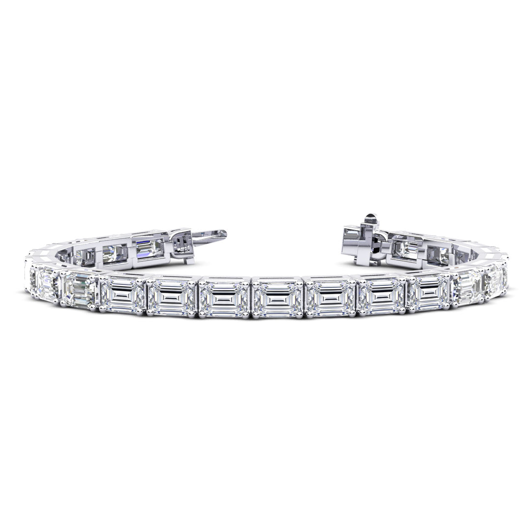 10 Carat East West Emerald Cut Tennis Bracelet Natural Earth Mined ALL GIA Certified