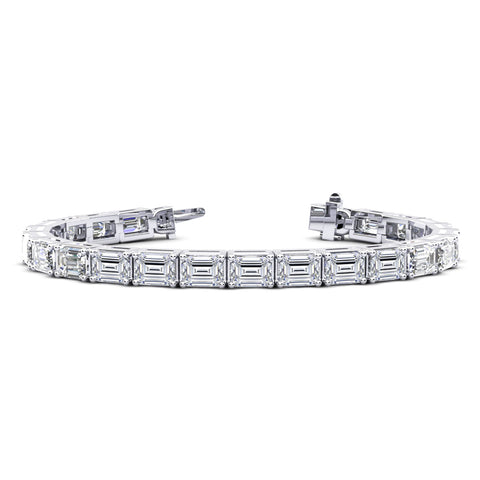 10 Carat East West Emerald Cut Tennis Bracelet Natural Earth Mined ALL GIA Certified