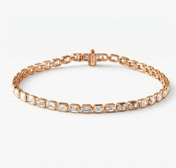 Lab Grown Bezel Emerald Cut Tennis Bracelet (6.5 Ctw.)