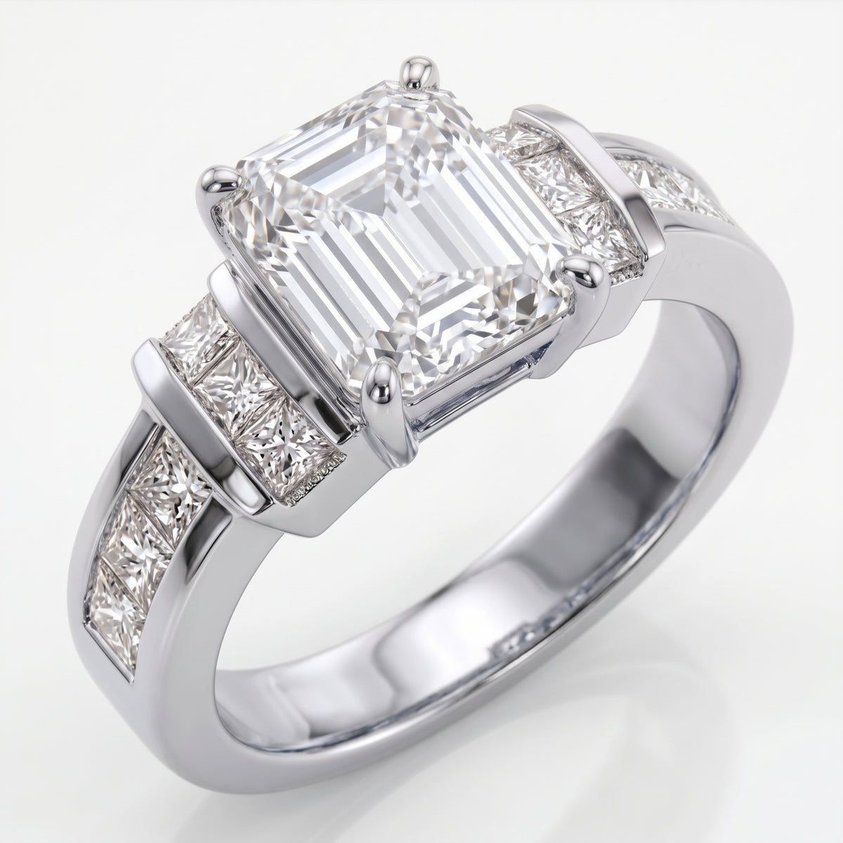 Emerald_cut_cross_shank_diamond_ring_white_gold