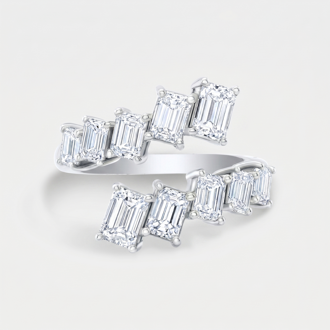 2.00 Ctw. Emerald Cut Diamond Bypass Ring F-G,VS1