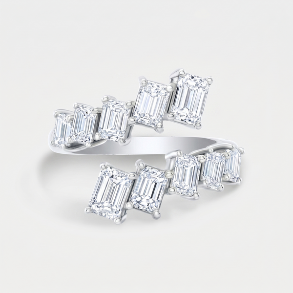 2.00 Ctw. Emerald Cut Diamond Bypass Ring F-G,VS1