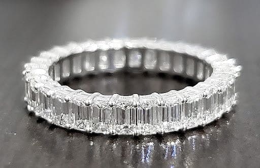 3.50 Ct Emerald Cut Eternity Band Gallery Style F-G Color VS1 Clarity