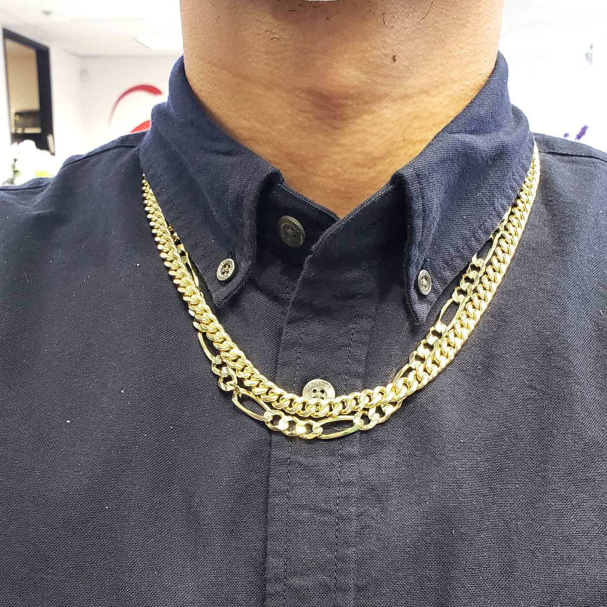 14k yellow gold solid miami cuban link chain 6mm