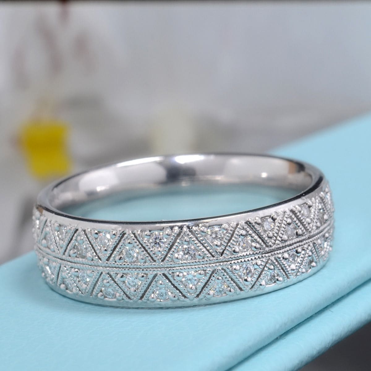 Men's geometric design diamond pave eternity band (0