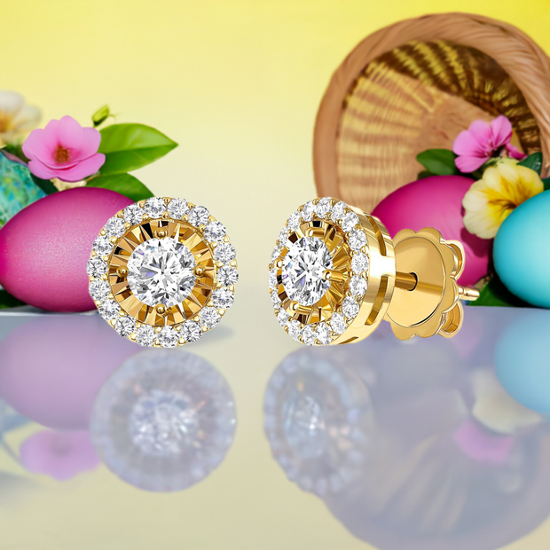 0.90 Ct. Halo Diamond Earrings
