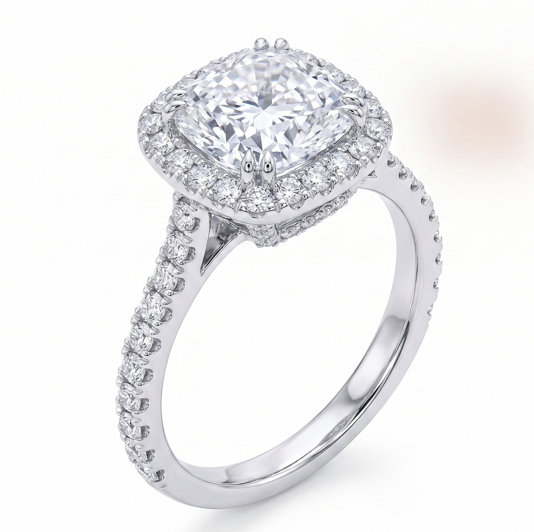 1.40 Ct. Halo Cushion Cut Engagement Ring I Color VS1 GIA Certified