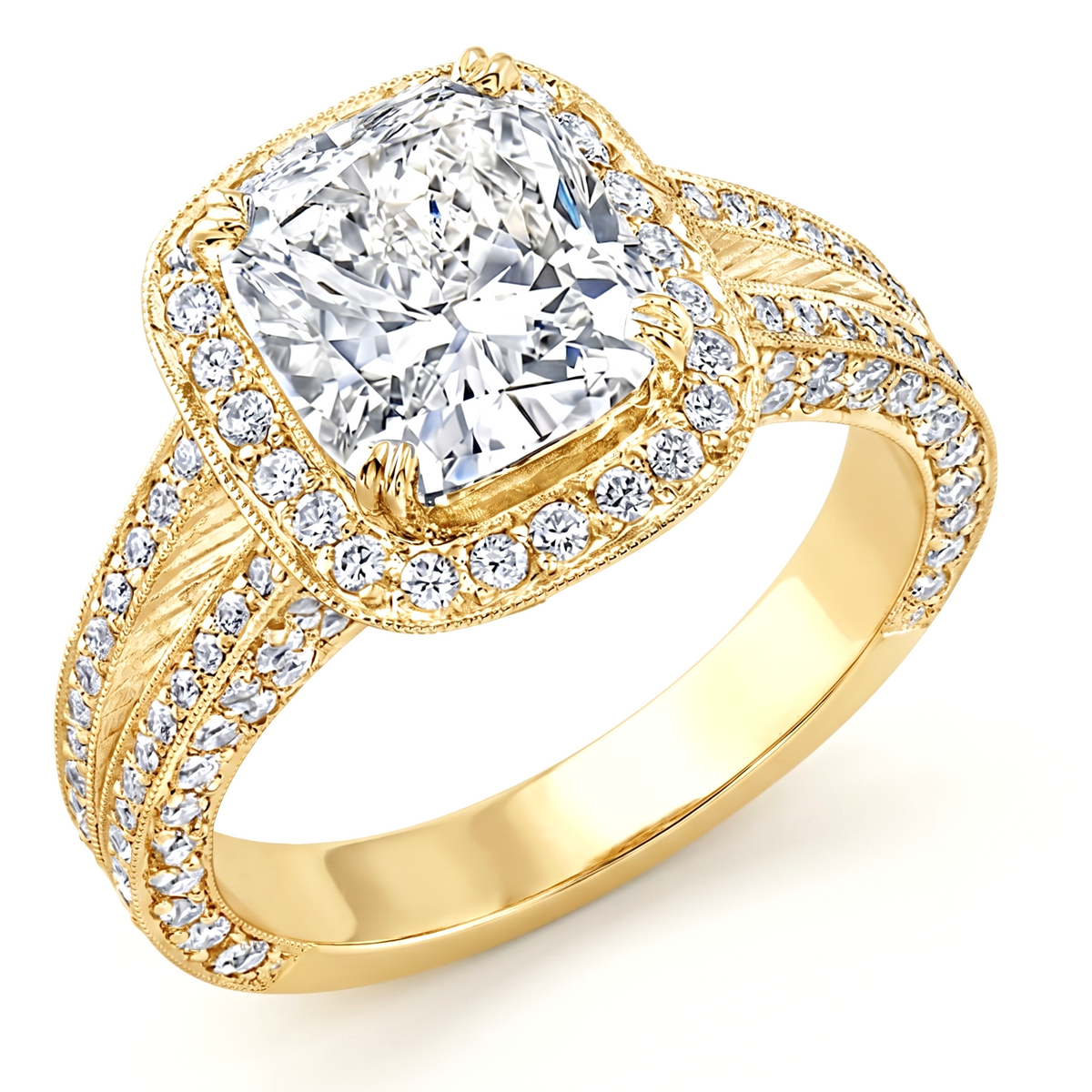 Halo_cushion_split_shank_yellow_gold