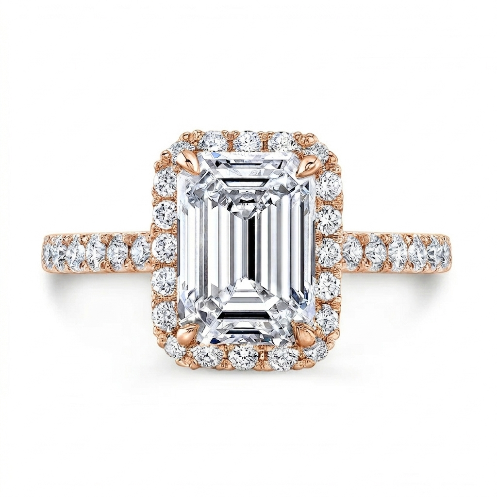 1.90 Ctw Emerald Cut Halo Engagement Ring F Color VS1 GIA Certified