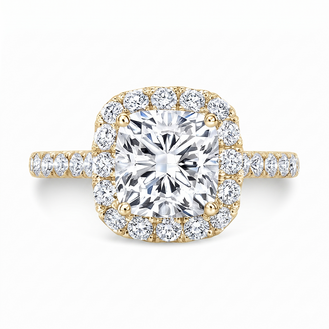 1.70 Ct. Classic Cushion Halo Engagement Ring F Color VS1 GIA Certified