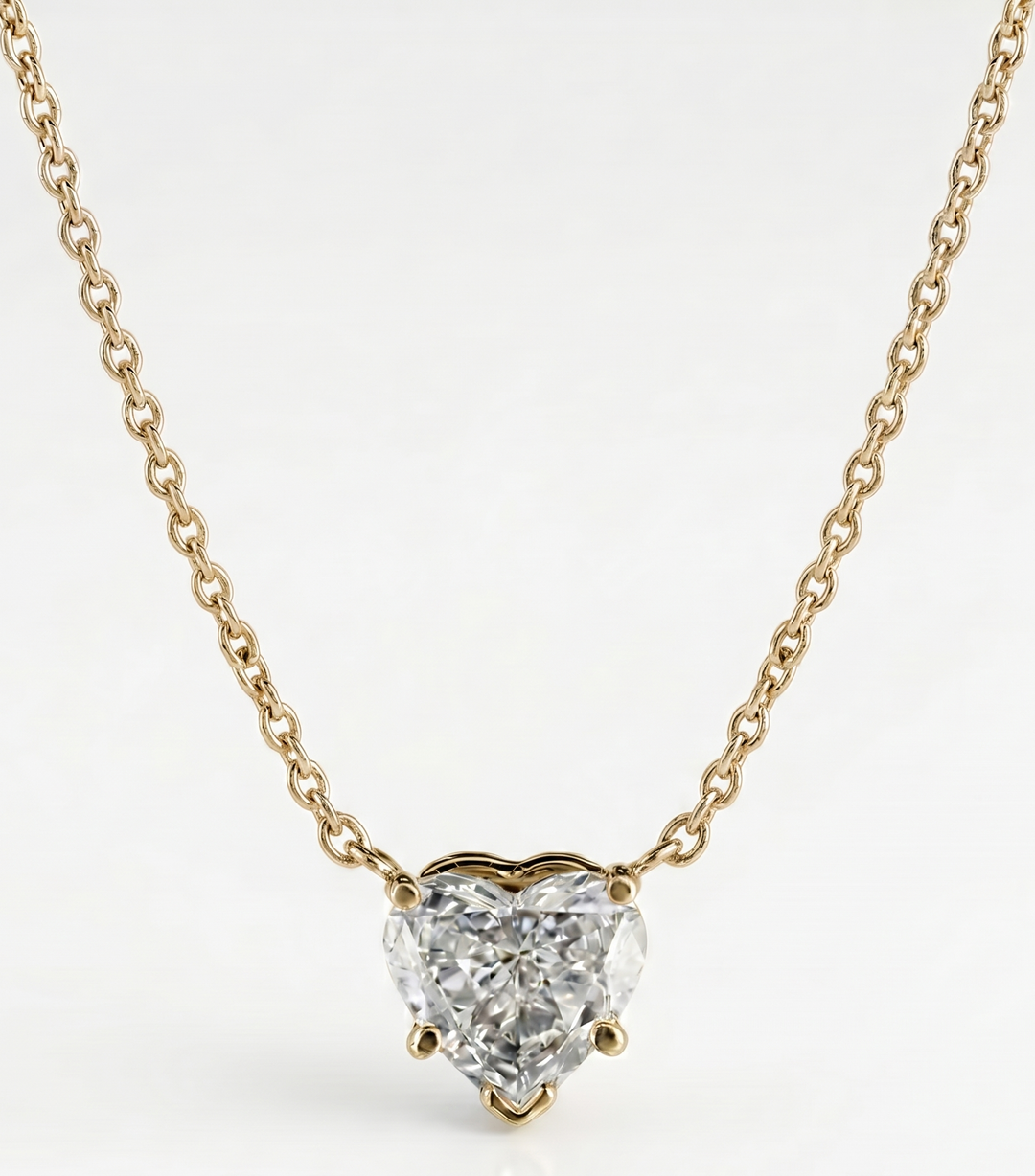 1.00 Carat Solitaire Heart-Shaped Necklace G Color VS1 GIA Certified