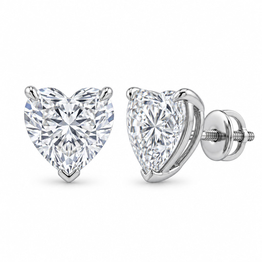 Lab Grown Heart Shape Stud Earrings