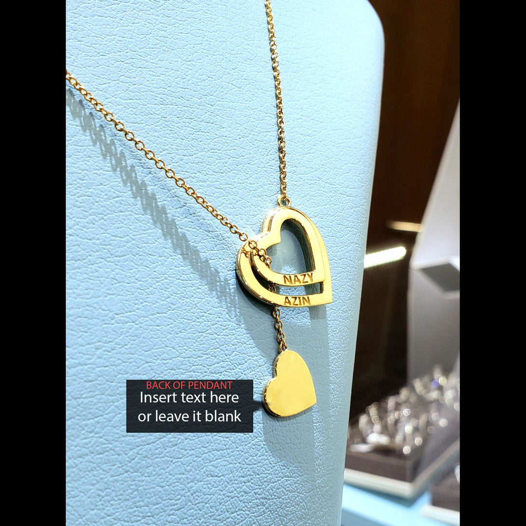 Triple Heart Necklace with Gold Chain Customizable!