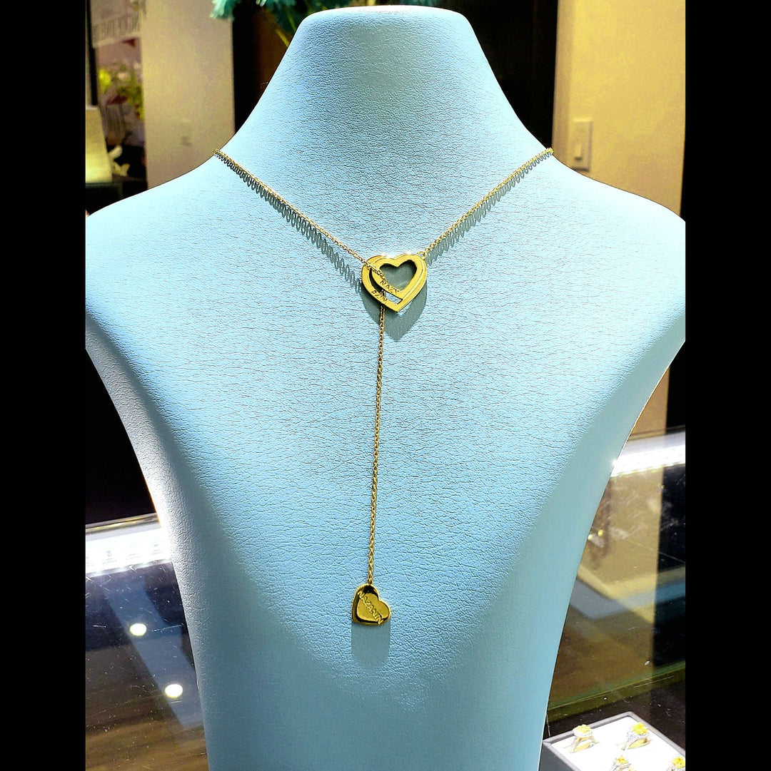 Triple Heart Necklace with Gold Chain Customizable!