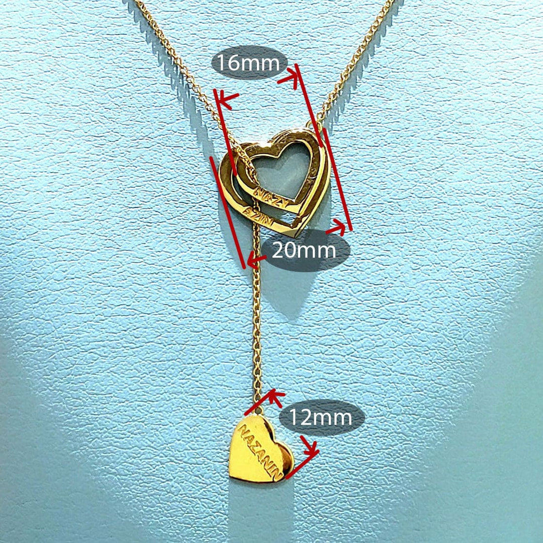 Triple Heart Necklace with Gold Chain Customizable!