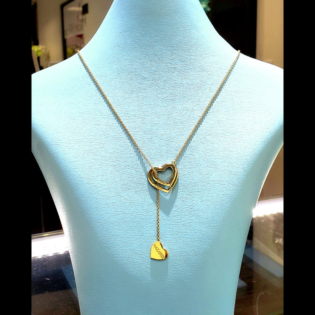 Triple Heart Necklace with Gold Chain Customizable!