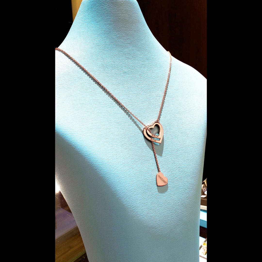 Triple Heart Necklace with Gold Chain Customizable!