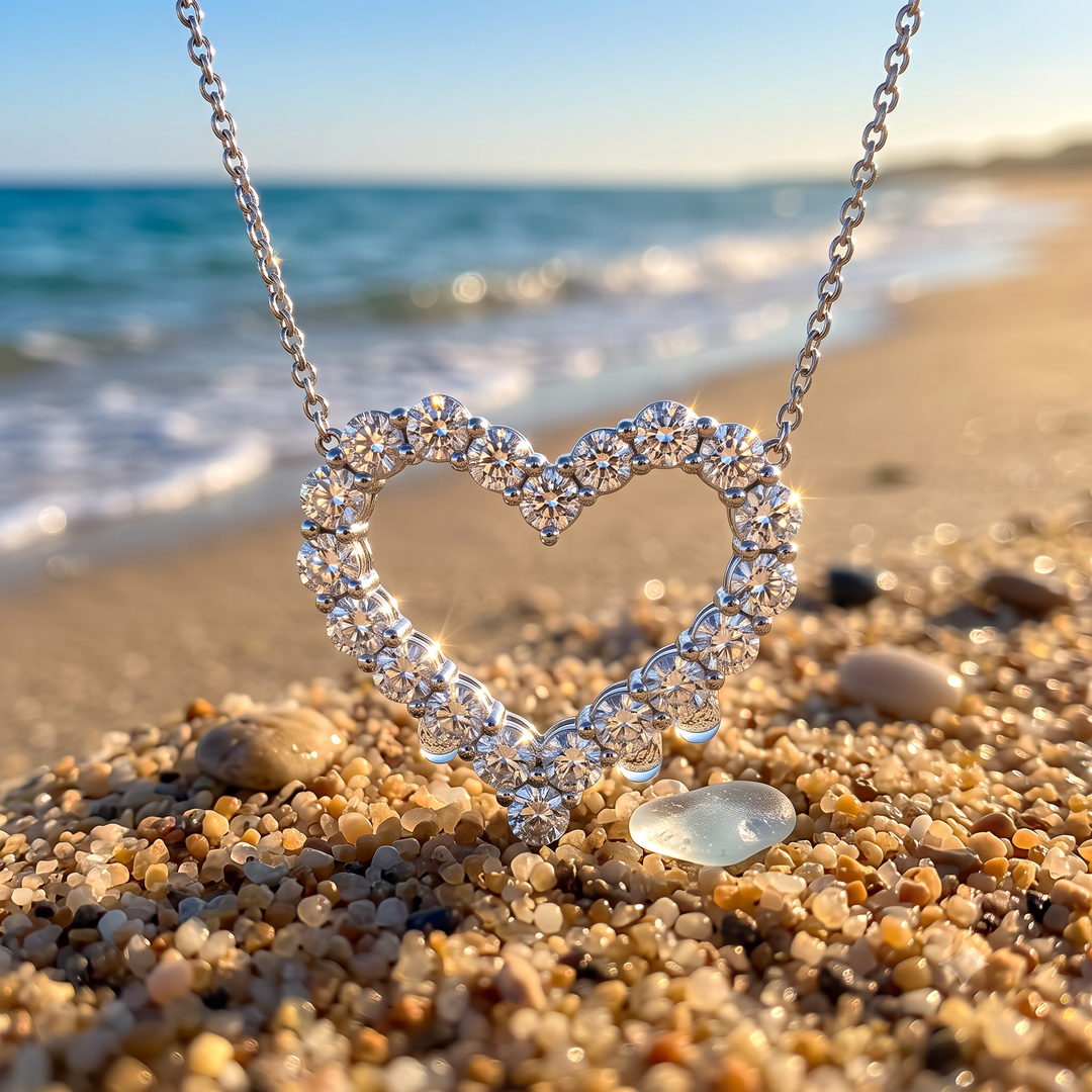Valentine's Diamond Heart Pendant With Chain F Color VS1 Clarity