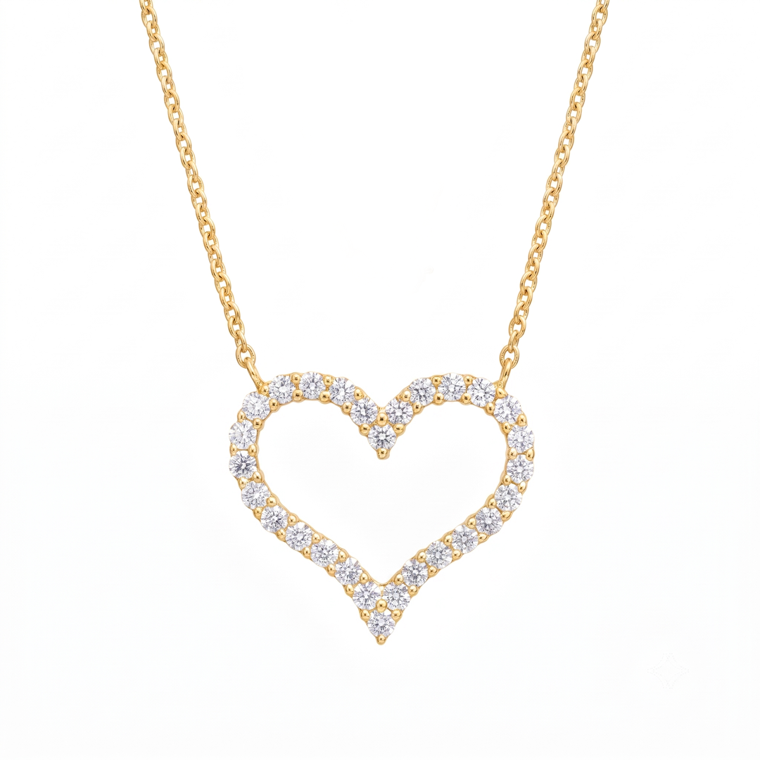 Valentine's Diamond Heart Pendant With Chain F Color VS1 Clarity