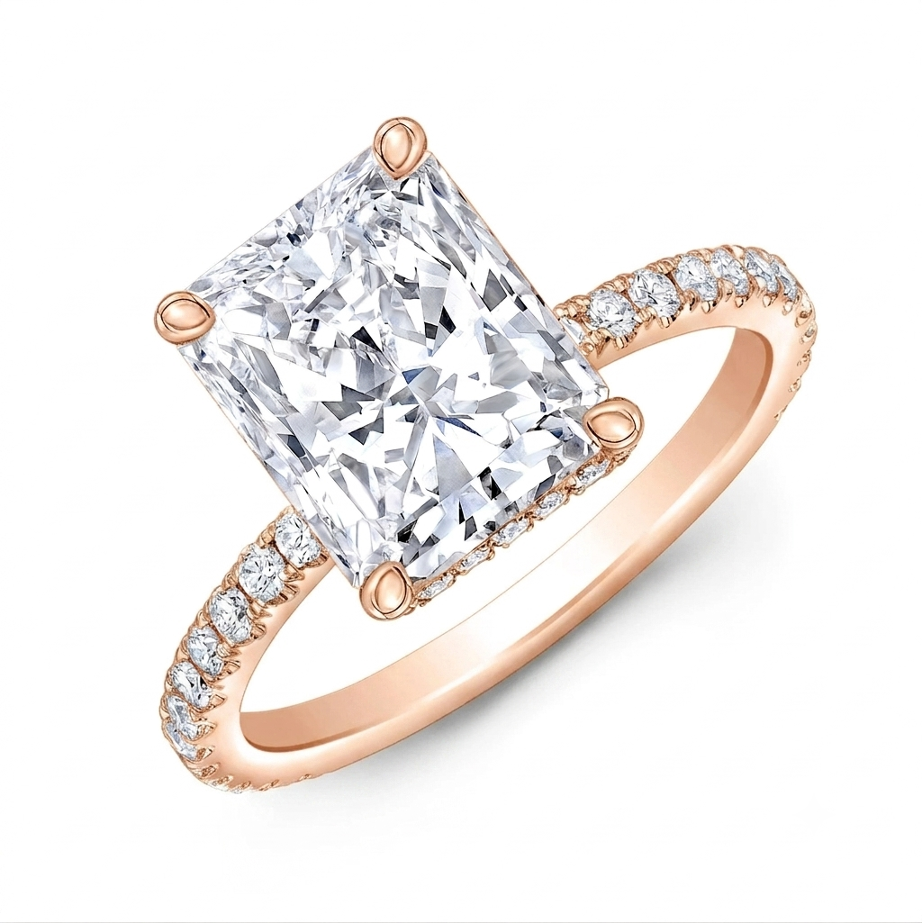2.60 Ctw. Elongated Radiant Cut Ring with Hidden Halo G Color VS1 GIA Certified