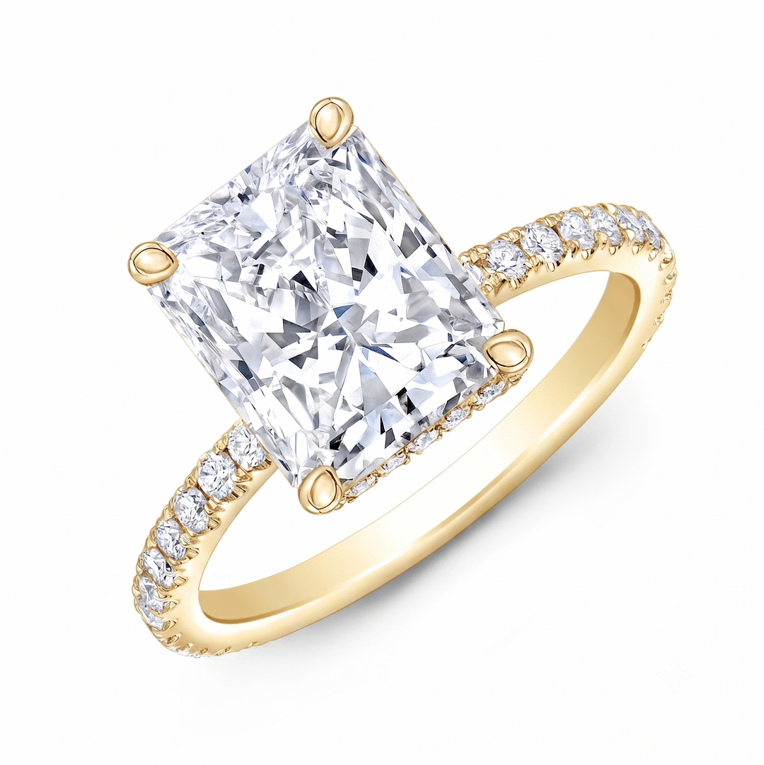 2.60 Ctw. Elongated Radiant Cut Ring with Hidden Halo G Color VS1 GIA Certified