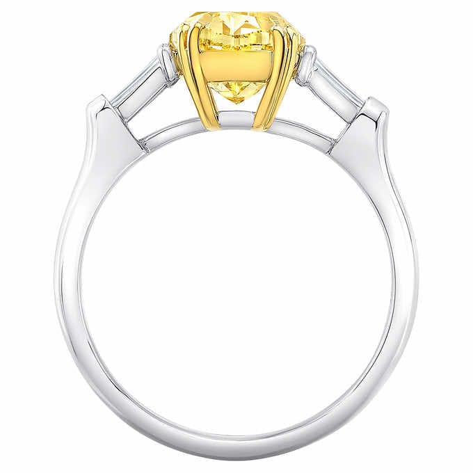 Lab Grown Rectangular Yellow Radiant Cut & Baguette Diamond Ring VVS2 IGI Certified