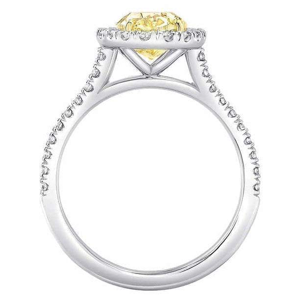 Lab Grown Yellow Oval Cut Halo Diamond Ring VVS2 IGI Certified 3.90 Ctw