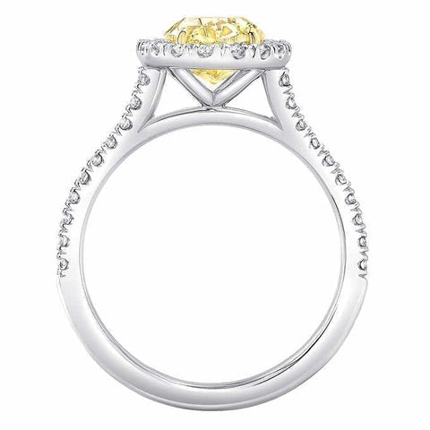 Lab Grown Yellow Oval Cut Halo Diamond Ring VVS2 IGI Certified