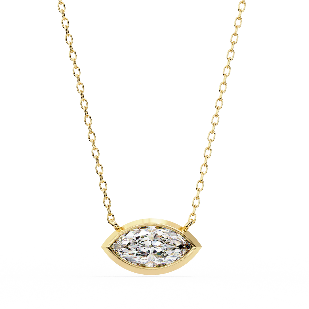 Lab Grown Diamond Marquise East-West Bezel Necklace D/VVS1 IGI Certified