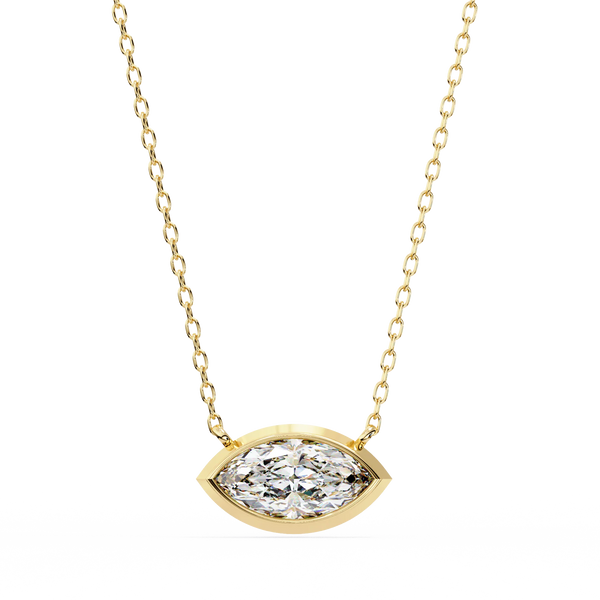 Lab Grown Diamond Marquise East-West Bezel Necklace D/VVS1 IGI Certified