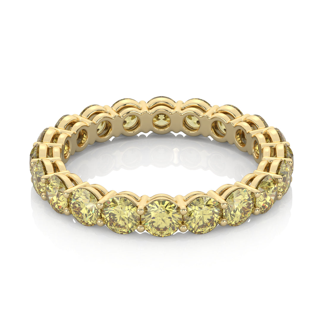Fancy Intense Yellow Round Cut Eternity Band in yellow gold