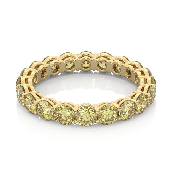 Fancy Intense Yellow Round Cut Eternity Band in yellow gold