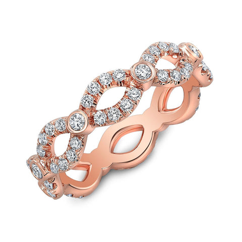 Infinity Twist Round Bezel Diamond Eternity Band (1.00 Ctw)
