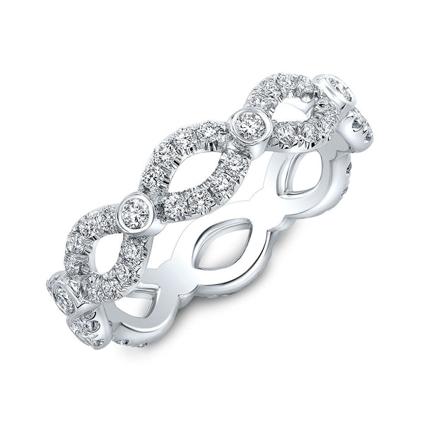 Infinity Twist Round Bezel Diamond Eternity Band (1.00 Ctw)