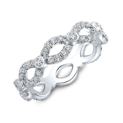 Infinity Twist Round Bezel Diamond Eternity Band (1.00 Ctw)