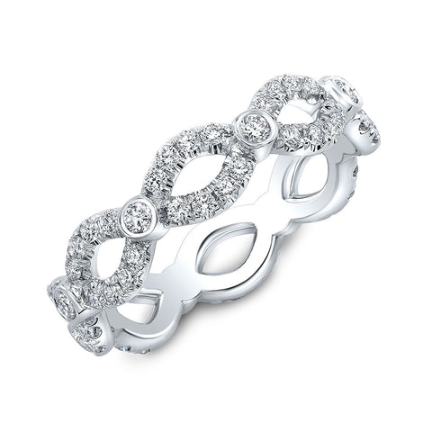 Infinity Twist Round Bezel Diamond Eternity Band (1.00 Ctw)