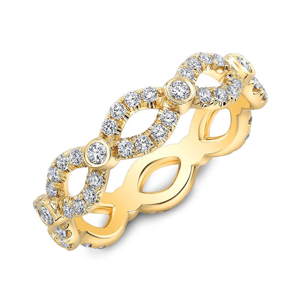 Infinity Twist Round Bezel Diamond Eternity Band (1.00 Ctw)
