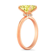 2.10 Ctw Canary Fancy Light Yellow Oval Cut  Hidden Halo Diamond Ring VS1 GIA