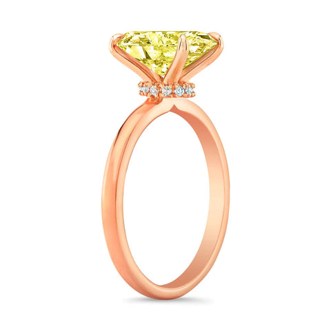 2.10 Ctw Canary Fancy Light Yellow Oval Cut  Hidden Halo Diamond Ring VS1 GIA