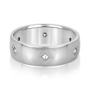 0.60 Ctw. Men's Diamond Ring Bezel Princess Cut 7mm Width