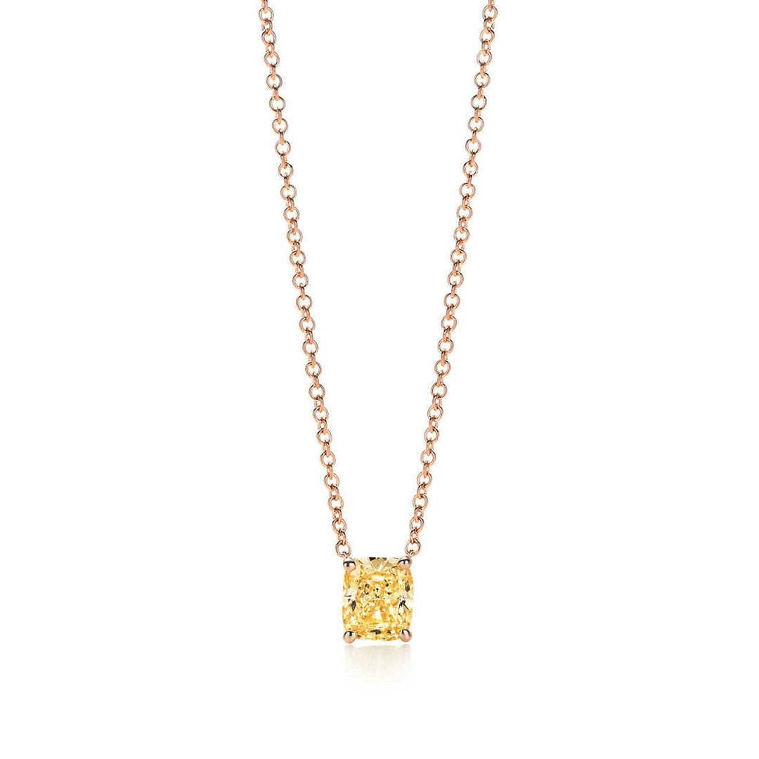 Natural 1.20 Ct Cushion Cut Canary Fancy Light Yellow Necklace VVS1 GIA Certified