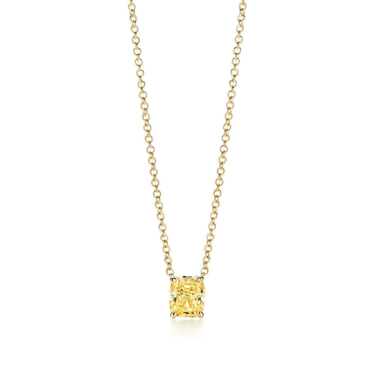 Yellow stone diamond pendant with chain
