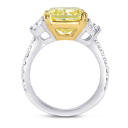 8.00 Ctw Fancy Light Yellow Rectangular Radiant Cut & Half Moon Ring VS1 GIA Certified