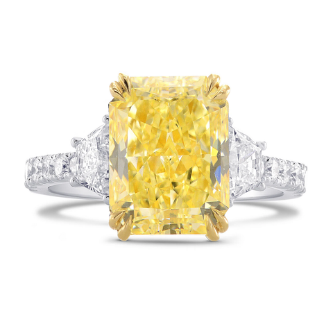6.00 Ctw Fancy Yellow Elongated Radiant Cut & Half Moon Ring VS1 GIA Certified