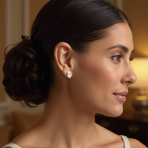 Lab Grown Oval Cut Stud Earrings
