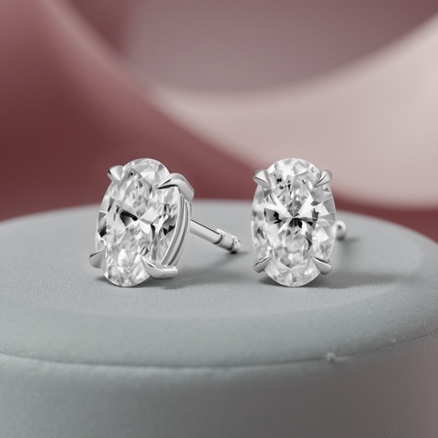 Lab Grown Oval Cut Stud Earrings