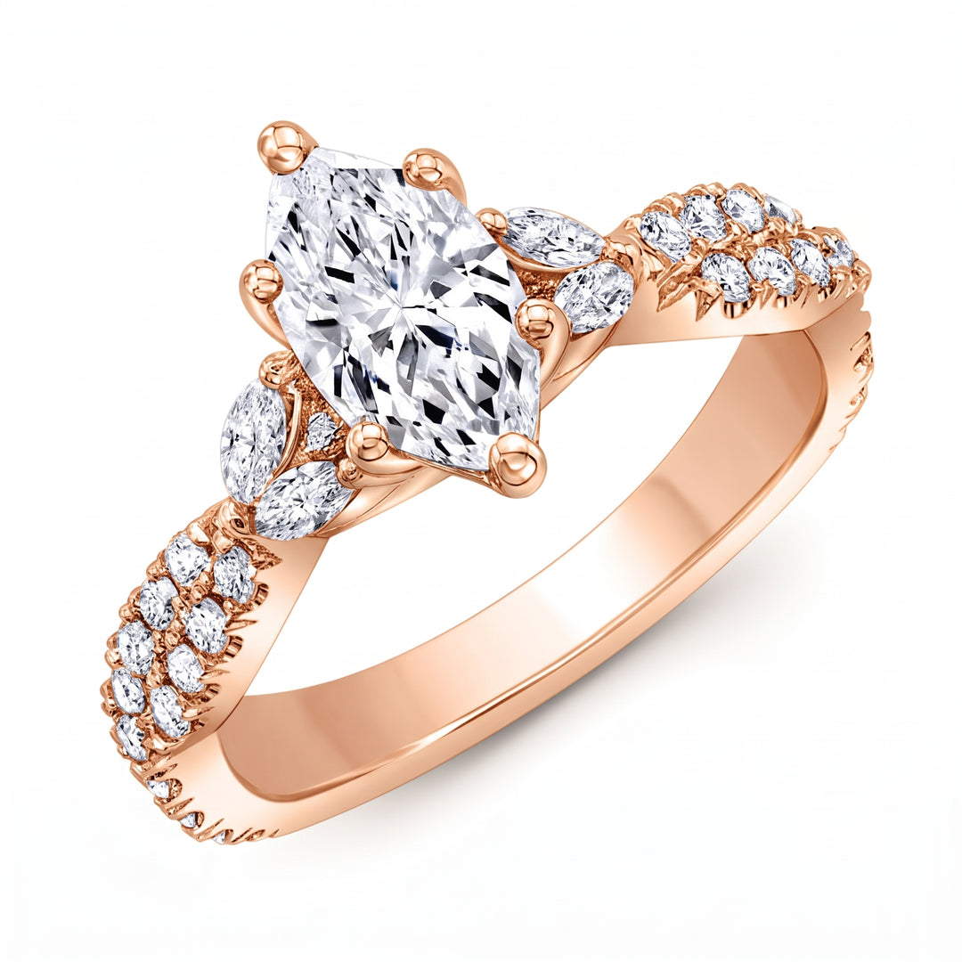 2.50 Ctw Floral Marquise Engagement Ring H Color VS1 Clarity GIA Certified